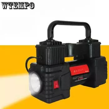 Автомобильный двухцилиндровый насос для накачивания, мощный портативный насос для накачивания автомобиля 12 В чёрный