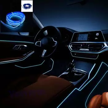 Автомобильный EL Wire LED Light Interior Ambient LED Strip Neon Lighting Гирлянда Проволочный трос Трубка Украшения Гибкая трубка Цвета Авто Led