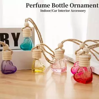 Автомобильный флакон с ароматом, подвесной, пустые бутылки, в форме сердца, диффузор эфирного масла, освежитель воздуха, ароматизатор, аксессуар для интерьера синий