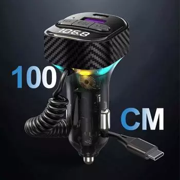 Автомобильный FM-передатчик 30 Вт PD Type C Dual USB Быстрая зарядка в автомобиле Подсветка Bluetooth 5.3 Handsfree MP3-плеер Автомобильный FM-модулятор