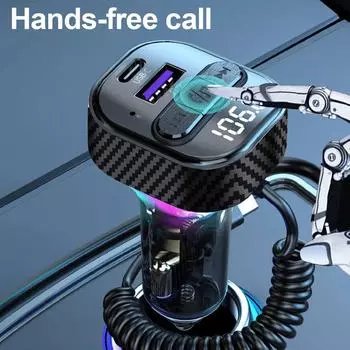 Автомобильный FM-передатчик 30 Вт PD Type C Dual USB Быстрая зарядка в автомобиле Подсветка Bluetooth 5.3 Handsfree MP3-плеер Автомобильный FM-модулятор