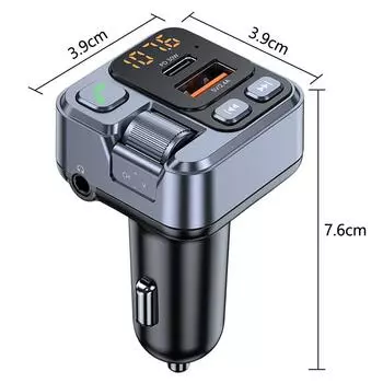 Автомобильный FM-передатчик, автомобильный музыкальный MP3-плеер, 3,5-мм аудиоприемник AUX Type C PD 30 Вт, быстрая зарядка, громкая связь, беспроводной автомобильный комплект чёрный