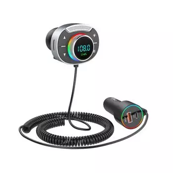 Автомобильный FM-передатчик Bluetooth 5.3 FM-модулятор Aux 3,5 мм разъем AUX адаптер автомобильный комплект Handsfree Aux аудио автомобильный MP3-плеер автомобильный комплект чёрный