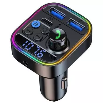 Автомобильный FM-передатчик Bluetooth 5.3 Aux Handsfree беспроводной автомобильный комплект DP + USB автомобильное зарядное устройство Авто радио FM-модулятор Mp3-плеер адаптер