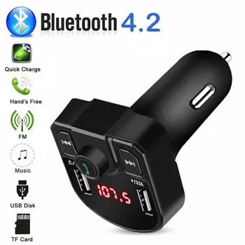 Автомобильный FM-передатчик Bluetooth-совместимый приемник громкой связи Mp3 стерео музыкальный плеер двойной USB быстрое зарядное устройство чёрный