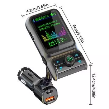 Автомобильный FM-передатчик MP3-плеер 3,5 мм AUX аудиоприемник USB QC3.0 Type C PD 20 Вт автомобильное зарядное устройство для телефона беспроводной автомобильный комплект громкой связи чёрный