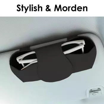 Автомобильный футляр для солнцезащитных очков Магнитный держатель для очков для автомобиля Кожаный футляр для очков Ящик для хранения очков Держатели солнцезащитных очков для автомобиля чёрный