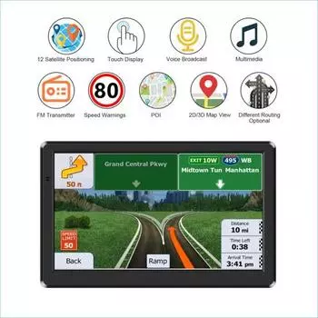 Автомобильный GPS-навигатор 7-дюймовый сенсорный экран 2024 Карта Голосовые подсказки Бессрочные бесплатные обновления карт 16 ГБ ПЗУ 256 МБ ОЗУ Грузовая GPS-навигационная система