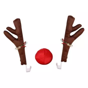 Автомобильный гудок в виде рогов оленя Рудольфа для рождественского декора, оленьи рога с шариком в форме колокольчика красный