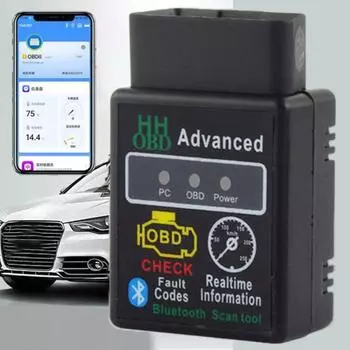 Автомобильный HH OBD Bluetooth сканер считывает и стирает коды неисправностей автомобиля сканер световой сигнализации двигателя считыватель кодов для ПК Android iOS чёрный