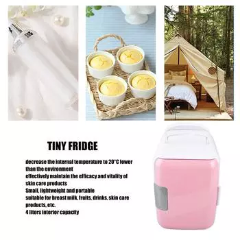 Автомобильный холодильник 4 литра ABS косметическое хранилище съемная перегородка портативный мини-холодильник для еды косметический автомобильный портативный холодильник розовый