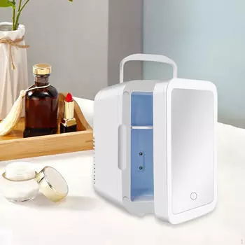 Автомобильный холодильник Портативный косметический холодильник Маленький со светодиодным зеркалом Персональный уход за кожей