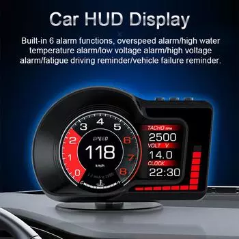 Автомобильный HUD-дисплей, цифровой GPS-спидометр, двойной системный дисплей со скоростью/часами/об/мин/водой и маслом чёрный