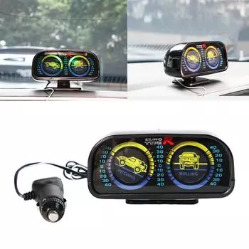 Автомобильный HUD инклинометр, измеритель наклона, датчик наклона уровня, 12 В, измеритель наклона для внедорожника, регулируемая база на 360 градусов