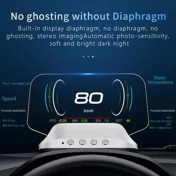 Автомобильный HUD проекционный дисплей, цифровой GPS-навигатор, спидометр, проектор OBD2, GPS, двойной системный дисплей чёрный