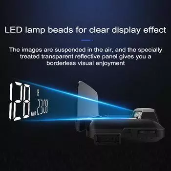 Автомобильный HUD-проектор со светодиодным спидометром и скоростью/временем/температурой воды/об/мин/топливом чёрный