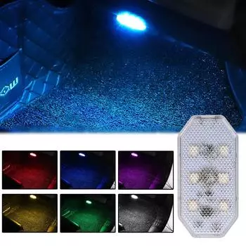Автомобильный интерьер Потолок Сигнал Чтение Мини Светодиодный Сенсорный Светильник Стиль Ночное Освещение USB Зарядка Аварийные Приложения Инструменты Blue Magnet