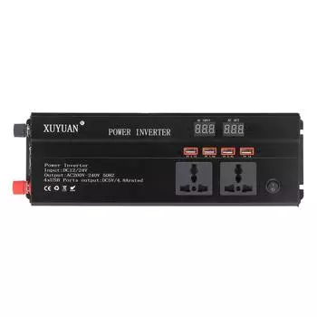 Автомобильный инвертор 12v24v в 220v фактическая непрерывная мощность 850w солнечный бытовой преобразователь энергии с цифровым дисплеем чёрный