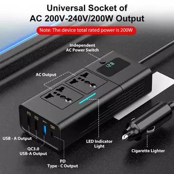 Автомобильный инвертор Deelife 220 В, преобразователь напряжения от 12 до 220, 200 Вт для автомобилей 12 В