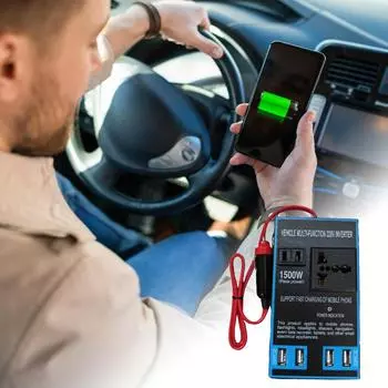 Автомобильный инвертор мощностью 1500 Вт с 4 портами USB DC12V 24V в AC220V PowerInverters для быстрой зарядки транспортного средства