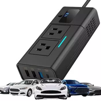 Автомобильный инвертор мощностью 200 Вт, автомобильное зарядное устройство, 4 порта USB, 12 В - 110 В, автомобильный адаптер питания QC3.0 PD, зарядное устройство с розеткой США CHINA