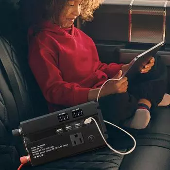 Автомобильный инвертор ЖК-дисплей DC 12 В в AC 110 В преобразователь с 4 портами USB Инверторы мощности для транспортных средств для отдыха на открытом воздухе Бизнес красный