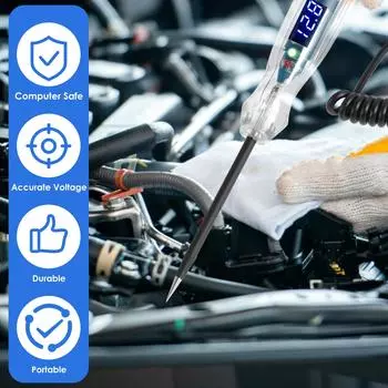 Автомобильный испытательный фонарь 3-60 В постоянного тока Профессиональный цифровой автомобильный тестер цепей Портативный светодиодный двунаправленный тестер напряжения Безопасный автомобильный тестер цепей прозрачный