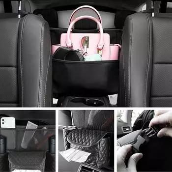 Автомобильный карманный держатель для сумки, кожаный держатель для сумки для автомобиля, сетчатый органайзер для автомобиля с большим пространством, для домашних животных, детей, барьеров, автокресел, больших размеров CZECH REPUBLIC