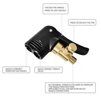Автомобильный клапан для шин, зажим для насадки насоса, спущенный автомобильный, мотоциклетный, велосипедный, воздушный патрон, надувной насос, адаптер, резьбовой соединитель