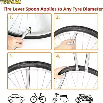 Автомобильный ключ для шин Инструменты для ремонта автомобиля Стальная ложка Шиномонтажный инструмент для обода Инструмент для замены рычага Мотоцикл Велосипед Инструмент для снятия Автомобильные аксессуары