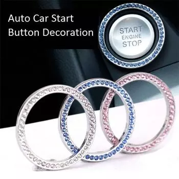 Автомобильный ключ зажигания, украшение, кольцо, кнопка запуска двигателя, украшение, аксессуары со стразами розовый
