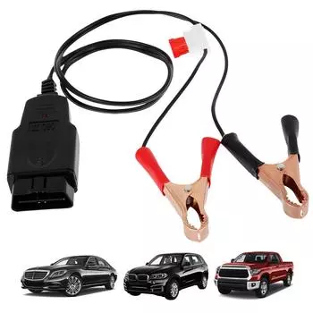 Автомобильный компьютерный накопитель памяти OBD2 3,6-футовый профессиональный безопасный автомобильный кабель для автоматического отключения питания аккумулятора с зажимом-крокодилом чёрный