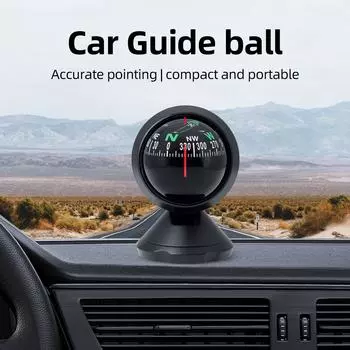 Автомобильный компас для морского судна, грузовика, регулируемый направляющий шарик, навигационный компас с креплением на приборной панели, портативный компас для указания направления, походный компас чёрный