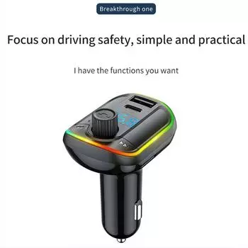 Автомобильный комплект Bluetooth 5.0 Handsfree беспроводной FM-передатчик AUX аудио стерео воспроизведение автомобильный MP3-плеер PD18W быстрое зарядное устройство чёрный