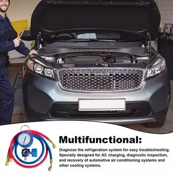 Автомобильный комплект для зарядки кондиционера Многоцелевой автомобильный комплект для зарядки кондиционера Набор манометров коллектора кондиционера Точный комплект шлангов манометра коллектора Автомобильный манометр кондиционера United States