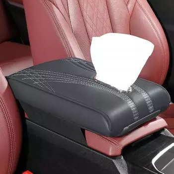 Автомобильный кожаный подлокотник, увеличивающий накладку, автомобильный центральный контроль, подлокотник из пены с эффектом памяти, накладка, автомобильный держатель для салфеток PU&Four Seasons чёрный