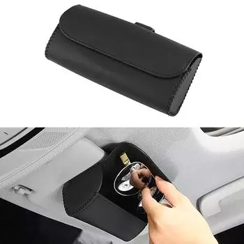 Автомобильный козырек, держатель для солнцезащитных очков, универсальный кожаный ящик для хранения автомобильных очков с магнитным замком, органайзер для очков чёрный