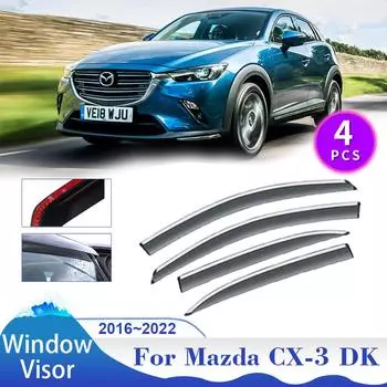 Автомобильный козырек для Mazda CX-3 CX3 DK 2016~2024 Защита от солнца и дождя Боковая вентиляционная решетка Дымоходная крышка Ветрозащитный козырек Навесы Аксессуары прозрачный