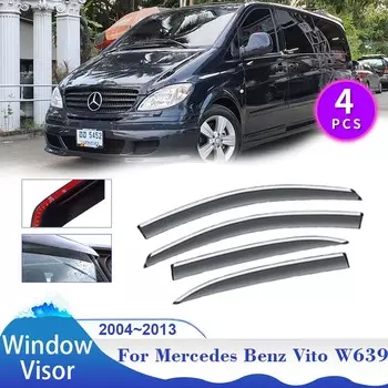 Автомобильный козырек для Mercedes Benz V Class Vito Viano W639 2004~2013, вентиляционные дымовые щитки, боковые солнцезащитные козырьки, дефлекторы, аксессуары прозрачный