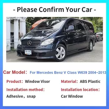 Автомобильный козырек для Mercedes Benz V Class Vito Viano W639 2004~2013, вентиляционные дымовые щитки, боковые солнцезащитные козырьки, дефлекторы, аксессуары прозрачный