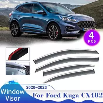 Автомобильный козырек для окон Ford Kuga Escape CX482 2020 2024 2024 2024 Солнцезащитные козырьки для защиты от дождя Дефлекторные вентиляционные решетки Дымозащитные заглушки Внешние аксессуары прозрачный