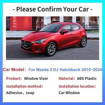 Автомобильный козырек для окон Mazda 2 Demio DJ Hatchback 2015~2024 Солнцезащитный козырек от дождя Дефлекторные навесы Укрытия Вентиляционные дымоходы Аксессуары прозрачный