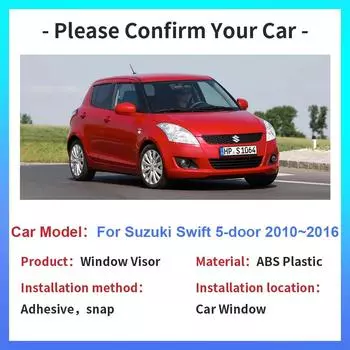 Автомобильный козырек для Suzuki Swift AZG MK2 5-дверный 2010~2016 Боковые вентиляционные дымовые щитки Солнцезащитные щитки от дождя Дефлекторные тенты Аксессуары прозрачный