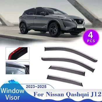 Автомобильный козырек на окна Nissan Qashqai J12 2024 2024 2025 Солнцезащитный козырек от дождя Тент Укрытие Боковая вентиляционная решетка Дымоход Внешние аксессуары прозрачный