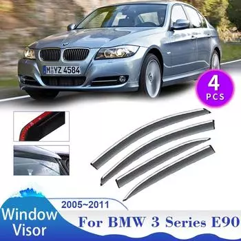 Автомобильный козырек на окно для BMW 3 серии E90 320i 2005~2011 вентиляционные дымовые завесы навесы боковые солнцезащитные козырьки наружные аксессуары прозрачный