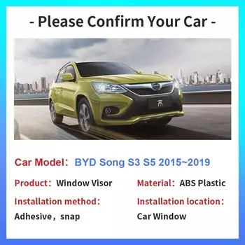 Автомобильный козырек на окно для BYD Song S3 S5 2015~2019 Солнцезащитный козырек, дефлектор, боковой дефлектор, дымовой козырек, навес, наружные аксессуары прозрачный