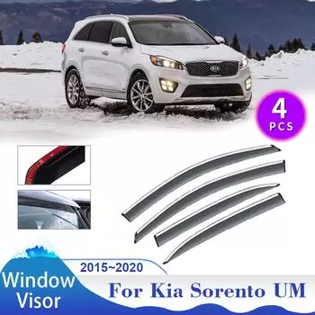 Автомобильный козырек на окно для Kia Sorento UM KX-4 2015~2020 Боковые вентиляционные отверстия Дымовые щитки Солнцезащитные щитки Дождевые дефлекторы Навесы Аксессуары прозрачный