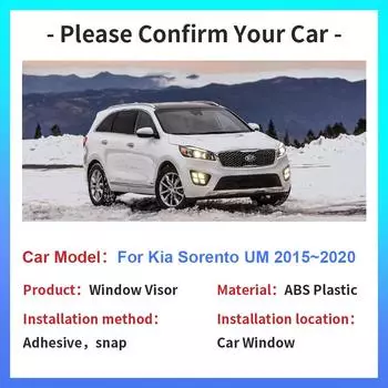Автомобильный козырек на окно для Kia Sorento UM KX-4 2015~2020 Боковые вентиляционные отверстия Дымовые щитки Солнцезащитные щитки Дождевые дефлекторы Навесы Аксессуары прозрачный