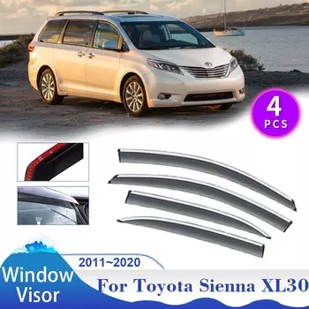 Автомобильный козырек на окно Toyota Sienna XL30 XLE SE 2011~2020 Солнцезащитный козырек от дождя Дефлектор Дымозащитные козырьки Навесы Аксессуары прозрачный
