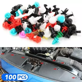 Автомобильный крепеж, случайное смешивание, универсальные автомобильные крылья, пластиковые зажимы, бампер, внутренняя отделка, автомобильная дверная панель, фиксированная нейлоновая пряжка 100pcs
